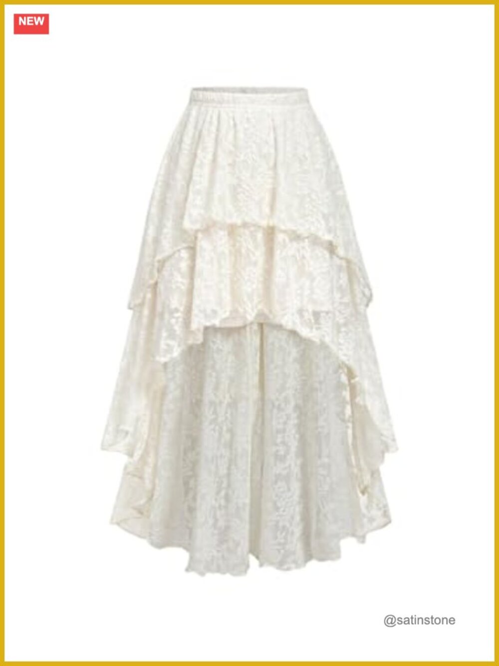 Women's Y2K Lace High Low Maxi Skirt Boho Cowgirl Ruffle Layered Summer